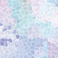 Nature marble plastic stony mosaic tiles texture background with white grout - soft light pastel blue, purple and violet Royalty Free Stock Photo