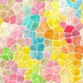 Abstract stony mosaic tiles texture background with white grout - vivid fresh pastel colors