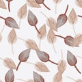 Abstract nature seamless pattern in hand drawn style with simple tulip bud shapes. Isolated flower print