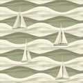 Abstract Nautical Wallpaper with Sailboats on Wavy Backdrop Royalty Free Stock Photo