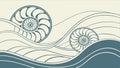 Abstract Nautilus Shell with Waves for Ocean and Pattern Vector, vector design Generative AI Royalty Free Stock Photo