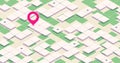 Abstract navigation plan with POI on squares background. Isometric Gps navigation with multiple markers.. Pins on