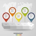 Abstract navigation point on arrow shape. Divide 5 steps level. Infographics element.