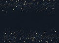 Abstract navy blue blurred background with bokeh and gold glitter header footers. Copy space. Royalty Free Stock Photo