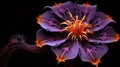 Abstract navy blue and orange large flower with petals on a dark background. Flowering flowers, a symbol of spring, new life Royalty Free Stock Photo