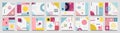 Abstract neo memphis geometric patterns. Geo grid square, color modern geometrical background with lines and dotted