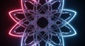 Abstract neon atom symbol with interlocking geometric shapes Royalty Free Stock Photo