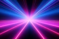 abstract neon background with ascending pink and blue glowing lines. Fantastic wallpaper with colorful laser rays