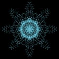 Abstract neon blue snowflake on black background vector Royalty Free Stock Photo