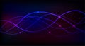 Abstract neon blue and violet flow wave with lights background. Royalty Free Stock Photo