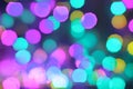 Abstract neon bokeh lights background. Beautiful festive color background