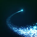 Abstract Neon Bright Falling Star with Dark Blue Background - Shooting Star with Twinkling Trail Royalty Free Stock Photo
