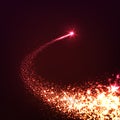 Abstract Neon Bright Falling Star with Dark Red Background - Shooting Star with Twinkling Trail Royalty Free Stock Photo
