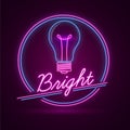Abstract neon bright lightbulb