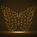 Abstract neon butterfly of lines and dots, glowing polygonal geometric structure