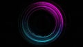 Abstract Neon Circle Swirl With Blue And Pink Lights On Black Background Royalty Free Stock Photo