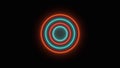 Abstract neon circles form an endless tunnel, computer generated. 3d rendering of bright background