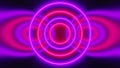 Abstract neon circles form an endless tunnel, computer generated. 3d rendering of bright background
