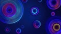 Abstract Neon Circular Light Patterns on Dark Background Digital Art Design for Graphic Projects and Creative Visuals Royalty Free Stock Photo