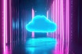 Neon Cloud Computing Server Room Digital Art Abstract Background Pink Blue Data Glow Light Cyber Royalty Free Stock Photo
