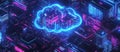 Abstract Neon Cloud Server Architecture Royalty Free Stock Photo