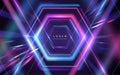 Abstract neon color hexagonal lines background with motion effect
