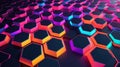 abstract neon colors with hexagon patterns for backgro ai generated Royalty Free Stock Photo
