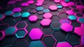 abstract neon colors with hexagon patterns for backgro ai generated Royalty Free Stock Photo