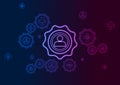 Abstract neon communication background with gears and icons