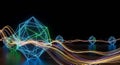 Abstract neon crypto structure with light trails Royalty Free Stock Photo