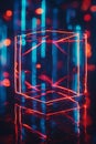 Abstract Neon Data Grid in a Futuristic Space, Portrait Images Generative AI Royalty Free Stock Photo