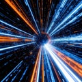 Abstract neon data streams with encrypted binary code flow through cyberspace. Fast light trails create dynamic digital future Royalty Free Stock Photo