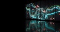 Abstract neon data visualization on dark display Royalty Free Stock Photo