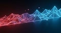 Digital Data Visualization: Red and Blue Neon Peaks Royalty Free Stock Photo