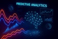 Abstract Neon Data Waves and Digital Brain for Predictive Analytics artificial intelligence Royalty Free Stock Photo