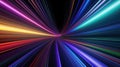 Abstract neon digital lines like tunnel in dark space, perspective of energy motion on black background. Cyberspace with fast Royalty Free Stock Photo