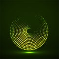 Abstract neon dotted circles. Glowing dots halftone circle