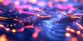 Abstract neon energy waves dynamic glowing circuits symbolizing artificial intelligence quantum computing futuristic digital