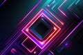 Abstract neon futuristic rhombus shaped background. Generative ai