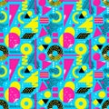 Abstract Neon Geometric Pattern with Triangles & Circles - Ideal for Clothing, Home Decor, and Accessories Royalty Free Stock Photo