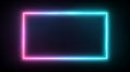 Abstract Neon Glowing Rectangle Frame with Gradient Pink and Blue Light Against Black Background for Modern Futuristic Design Royalty Free Stock Photo