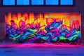 abstract neon graffiti on a brick wall Royalty Free Stock Photo
