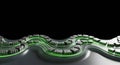 Abstract neon green data flow on dark circuit Royalty Free Stock Photo