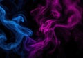 Abstract Neon Green and Purple Smoke Waves on Black Background - Vivid Colorful Vapor Texture Royalty Free Stock Photo