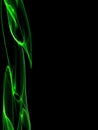 Abstract neon green waves line , black background