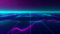 Abstract Neon Grid with Data Lines Royalty Free Stock Photo