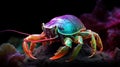 Abstract neon hermit crab painting image Generative AI Royalty Free Stock Photo