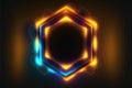 Abstract of neon hexagon shape isolated on background in spotlight. Royalty Free Stock Photo