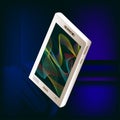 Abstract neon isometric smartphone template or background