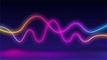 Abstract neon light background, neon waves, neon colorful lines, laser show. illustration Royalty Free Stock Photo